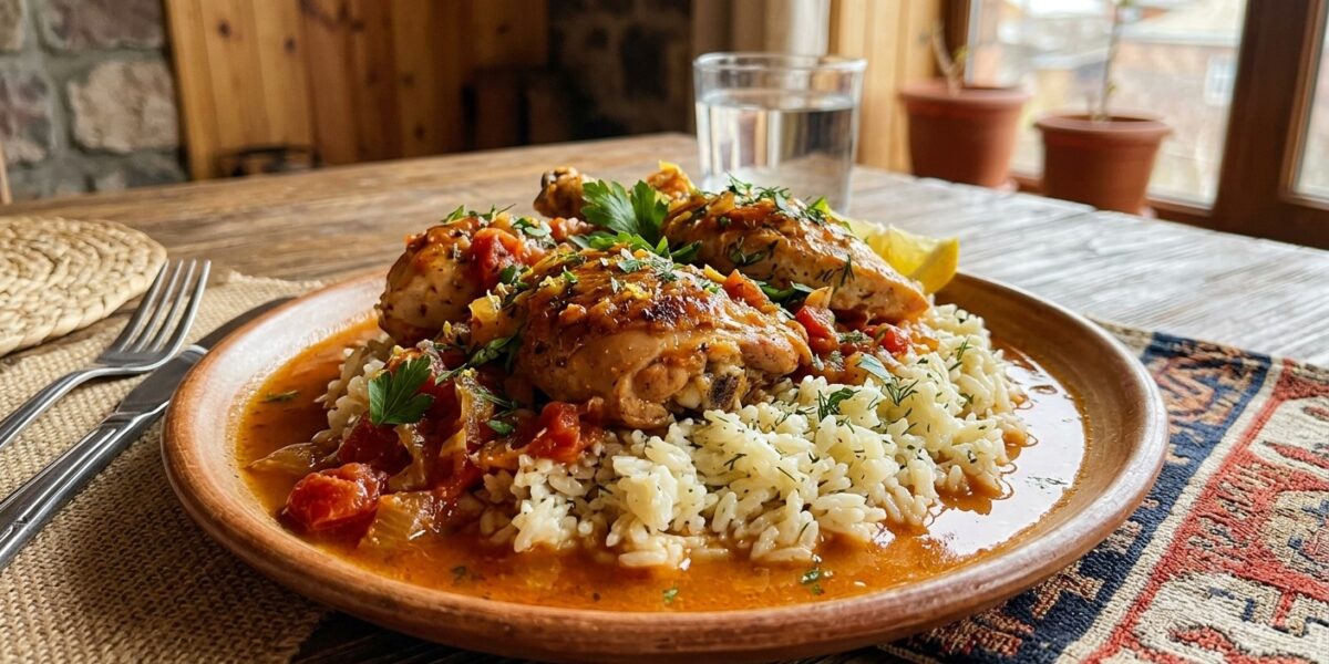 Armenian Lemon-Tomato Chicken with Creamy Rice