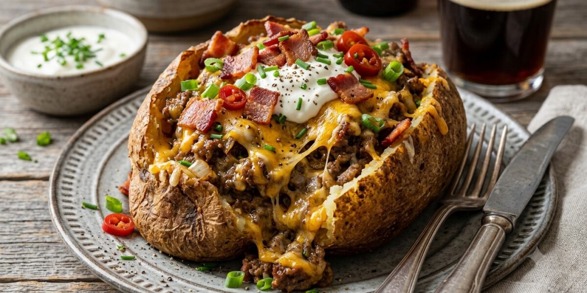 Loaded Beef and Cheese Stuffed Potatoes