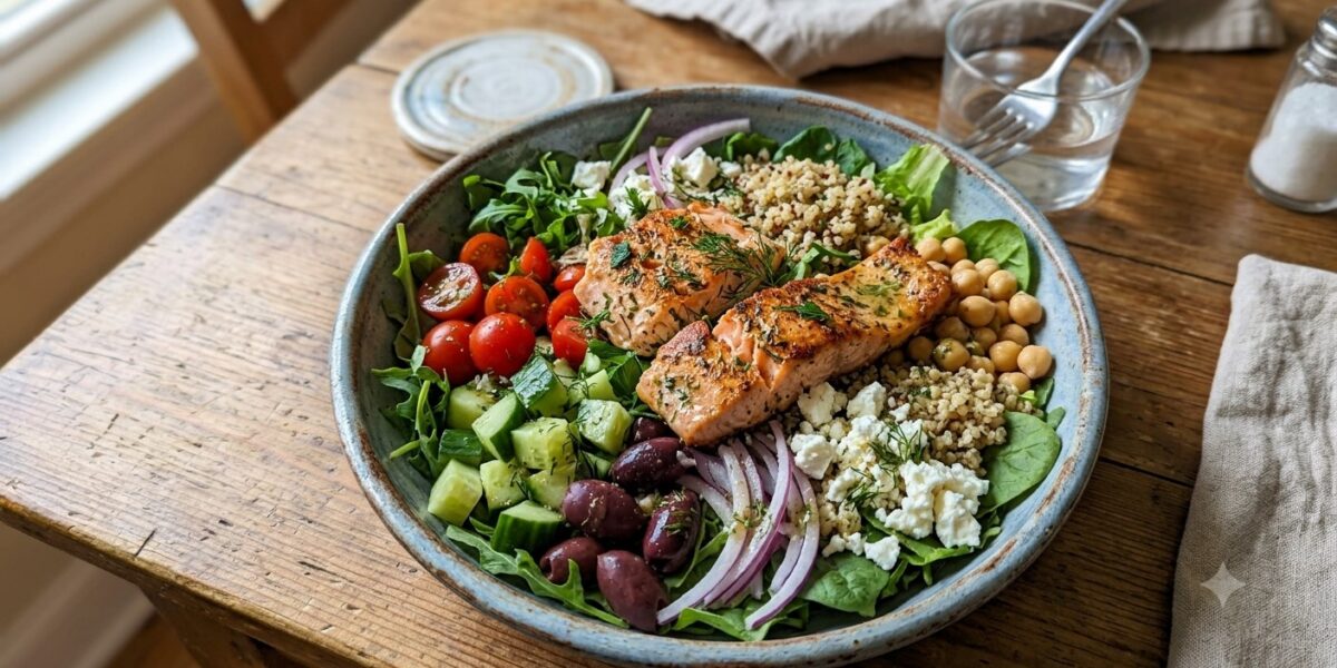 Mediterranean Salmon Salad Bowl