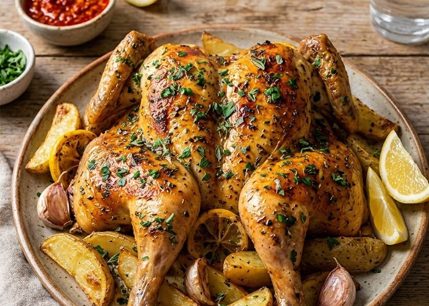 Homemade Portuguese Lemon & Herb Roasted Chicken