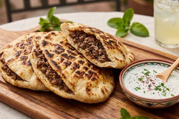 Lebanese Crispy Meat Stuffed Pita