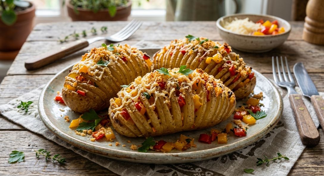 Swedish Hasselback Potatoes with Bell Pepper