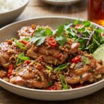 Vietnamese Lemongrass Chicken Succulent chicken thighs marinated in a vibrant blend of lemongrass, garlic, and citrus, then pan-fried to perfection. A flavorful and aromatic dish that brings the taste of Vietnam to your home kitchen